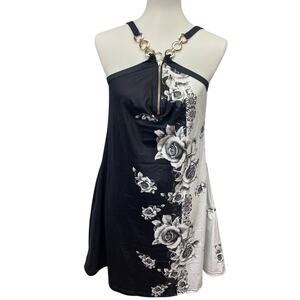 New ETCYYNEW Womens Medium Strappy Sleeveless A-Line Floral PolyCotton Dress